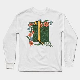 Art Nouveau Letter I, Ornamental Letter I, Art Deco Long Sleeve T-Shirt